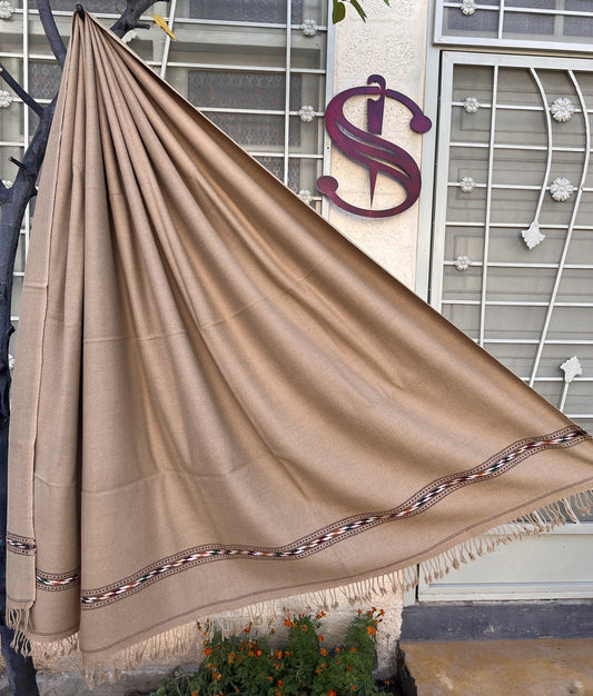 Mushroom |  Saidaar Handmade Swati Woolen Shawl | Pure Wool | 48PW12