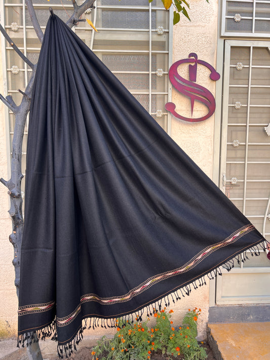 Swati  Shawls | Black| Wide Border | 750g