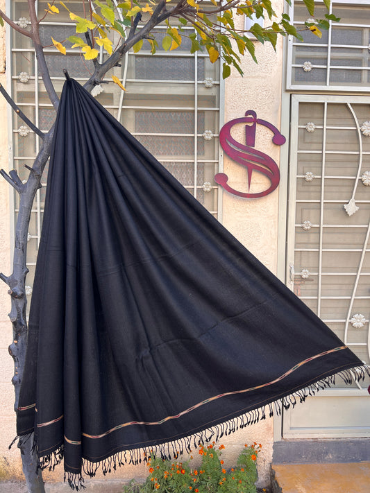 Swati Shawl | Black | Narrow Border| 550g